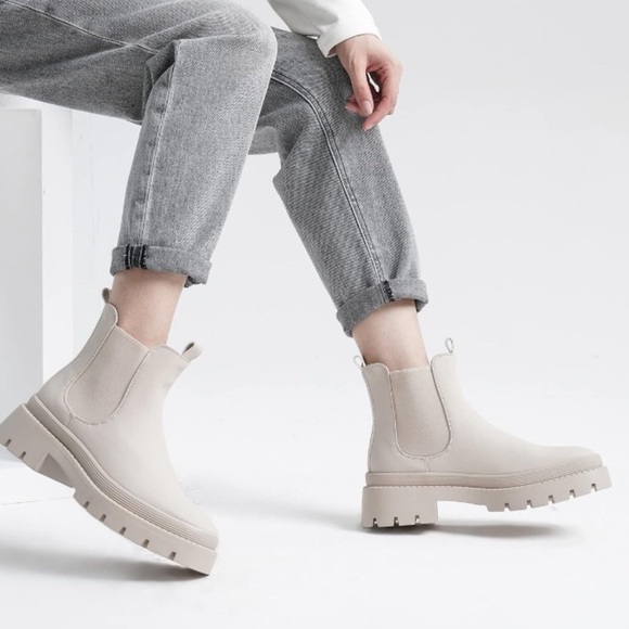 EETTARO Women's Low Heel Round Toe Elastic Ankle Chelsea/Moto Chunky Boots | NEW - Picture 5 of 13